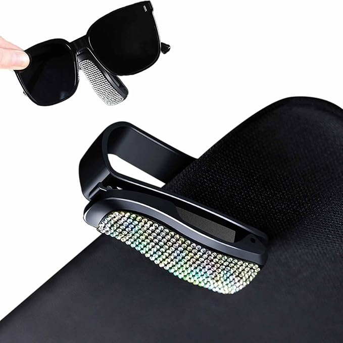 Shimmering Rhinestone Car Visor Clips (2-Pack) - One-Handed Glam Sunglass Holder, Secure Clip for Sun Visor (AB Color) - Image 6