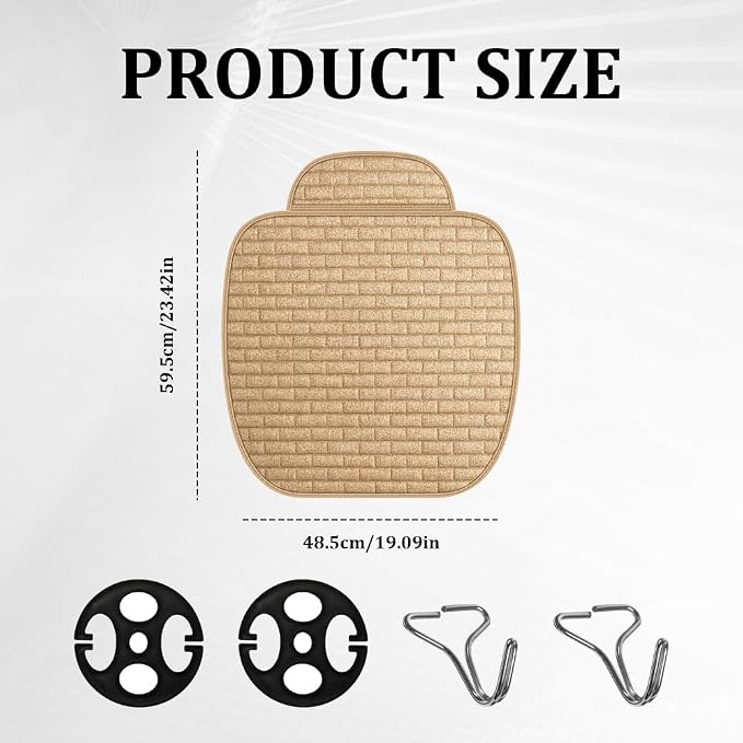 Linen Car Back Seat Cover, Car Seat Bottom Covers Protectors, Anti-Slip Automotive Long Rear Seat Protectors with Storage Pocket, Seats Back Protector for Most Vehicles (Single-Seat/Beige) - Image 2