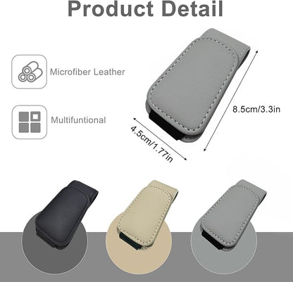 EldHus Sunglass Holder for Car Visor - 2 Pack Magnetic Car Glasses Holder Clip, Leather Eyeglass Holder for Car, Universal Sunglasses Clip for Car Visor, Gray - Image 6