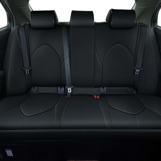 Car Seat Cover for Toyota Camry (Hybrid XLE Hybrid XSE) 2018-2024 Full Set Camry Seat Protector Leather Black | Black Full Set, Premium Faux Leather, Waterproof, Airbag Compatible, Easy to Clean, Factory-Style Fit, Interior upgrades - Image 2