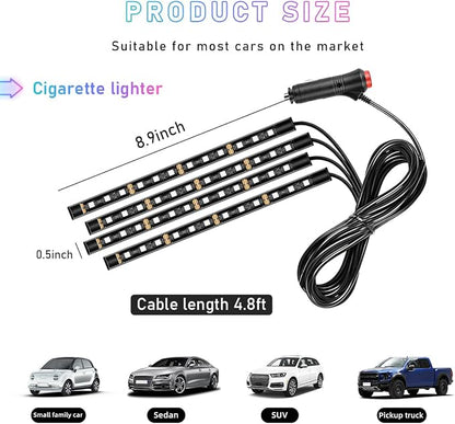 Ohleats Car LED Strip Light, 48 LED RGB Auto Interior Atmosphere Lights, Cigarette Lighter Under Dash Ambient Night Light, Interior Lamp Lighting Kit (Pink Purple, Cigarette Lighter) - Image 2