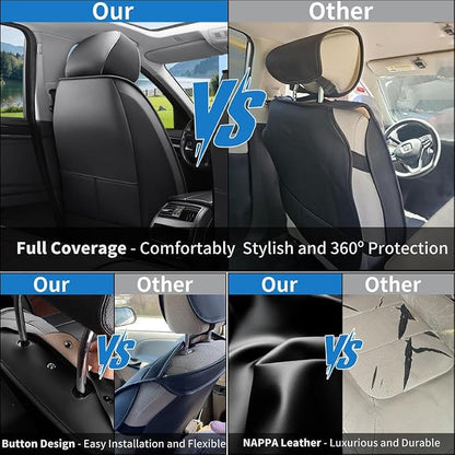 Front Seat Covers Custom Fit For Hyundai Sonata 1999-2026 ,Black&Brown | Luxury Faux Leather, Waterproof, Anti-Slip, Airbag Compatible, Breathable, Car Seat Protectors, 1 Row 2 Seats - Image 3