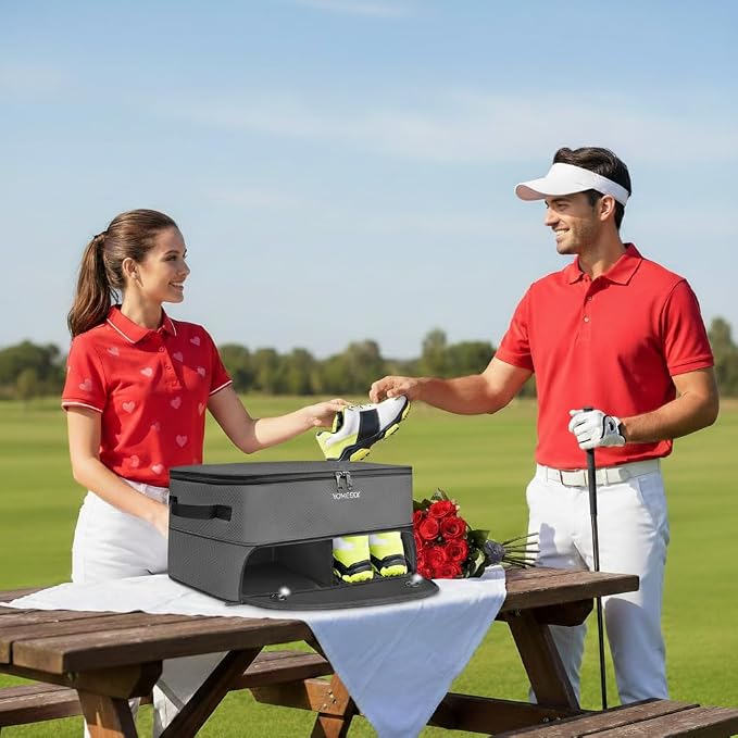 YOREPEK Golf Gifts for Men, 2 Layer Golf Trunk Organizer for 2 Pair Shoes | Waterproof Car Trunk Locker with Separate Ventilated Compartment for Balls, Tees, Clothes, Gloves, Birthday Gifts for Golfers - Image 2