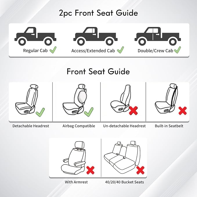 Huidasource Tacoma Front Car Seat Covers, Leather Seat Cushion Cover Fit for 3rd Gen Toyota Tacoma 2016-2023 Double&Crew Cab SR,SR5, Limited,TRD Pro, TRD Sport, TRD Off-Road(Front Pair/Black&White) - Image 8