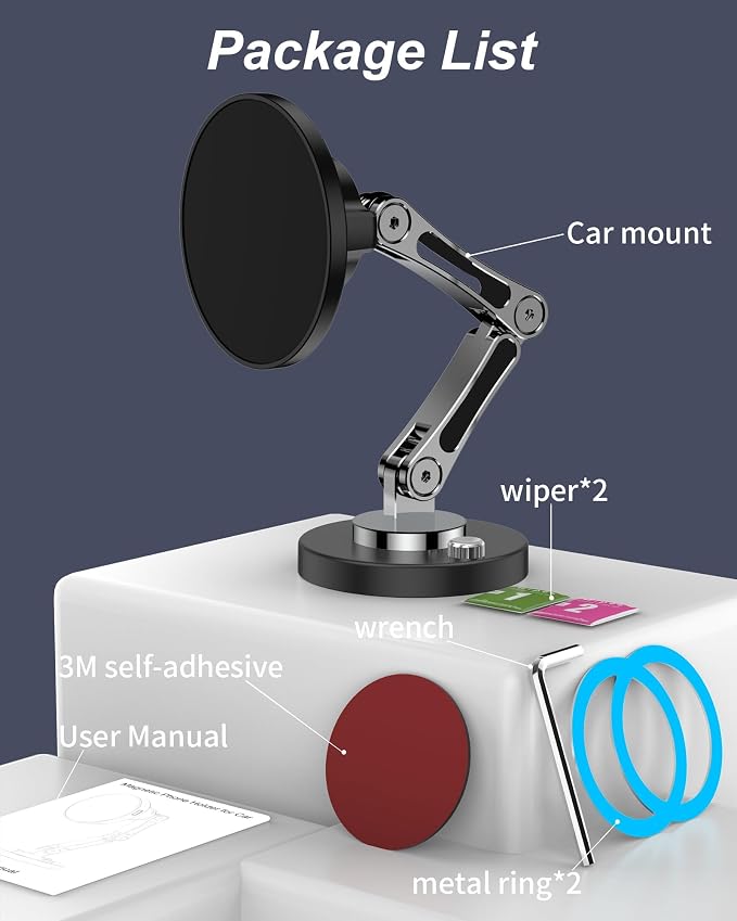 Magnetic Car Phone Holder for MagSafe, Magnetic Car Mount 360°Adjustable Metal Head [120 LBS Strongest Suction], Cell Phone Holders for Your Car for iPhone 12–17 Series - Image 7