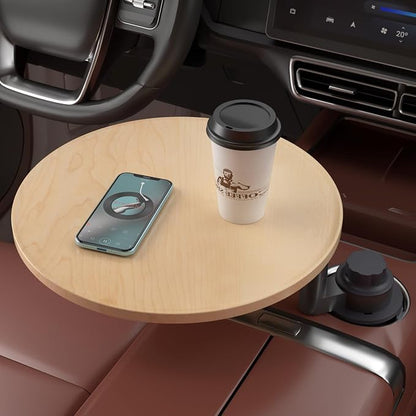 Car Tray & Car Desk for Laptop, 360° Rotating Wood Cup Holder Table, Steering Wheel Tray, Car Accessories for Women & Men,Compatible with Tesla Model Y/3/S, Ford F150/Explorer/Maverick & Most Vehicles by AXVLUCarStudio%C2%AE