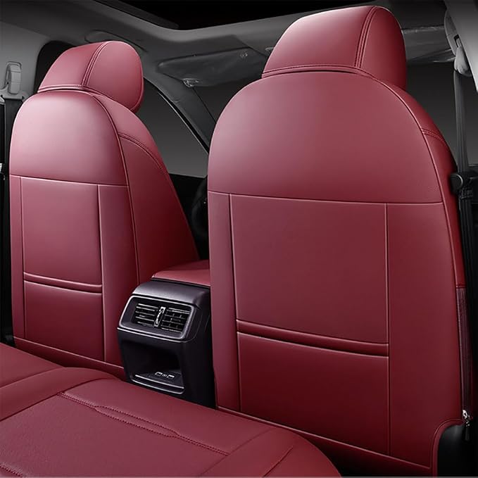 CocheFamilia CRV Seat Covers Custom Fit for Honda CRV 2023 2024 2025 2026 Leather Car Seat Cover Full Set for Trucks SUV,Waterproof Car Seat Cushion,Faux Leather (Burgundy) - Image 2