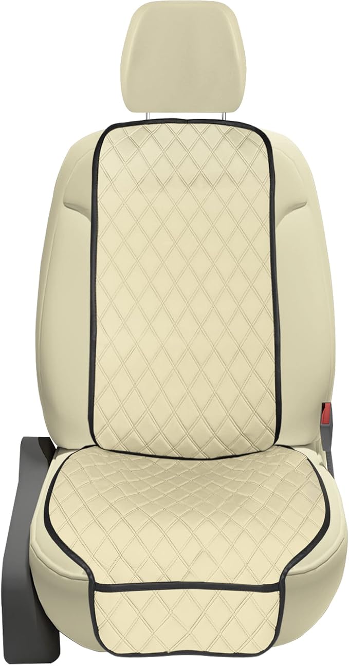 FH Group Car Seat Cushion – Neosupreme Single Front Seat Cover with Front Pockets, Airbag Compatible, Universal Fit Car Seat Cushion for Driver or Passenger Seat, SUV, Truck, Sedan & Van – Beige by FHGroup