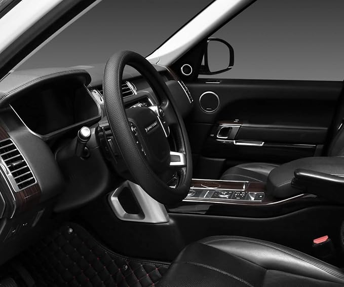 SEG Direct Breathable Car Steering Wheel Cover Large Size 15.5-16 inch | Fits F150 Tundra Range Rover Car Truck SUV, Black Microfiber Leather, Non-Slip Comfortable Grip, Auto Interior Accessories - Image 8