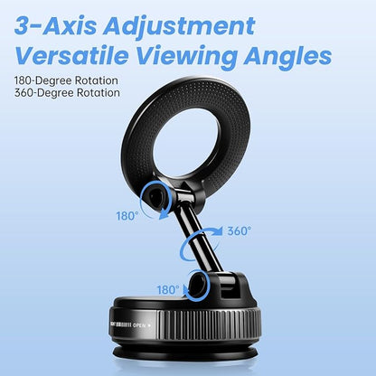 2026 Upgraded Vacuum Magnetic Car Phone Holder Mount [85 LBS Strongest Suction] 360° Adjustable Magnetic Phone Holder, Foldable Car Mount for All cellphones - Image 2