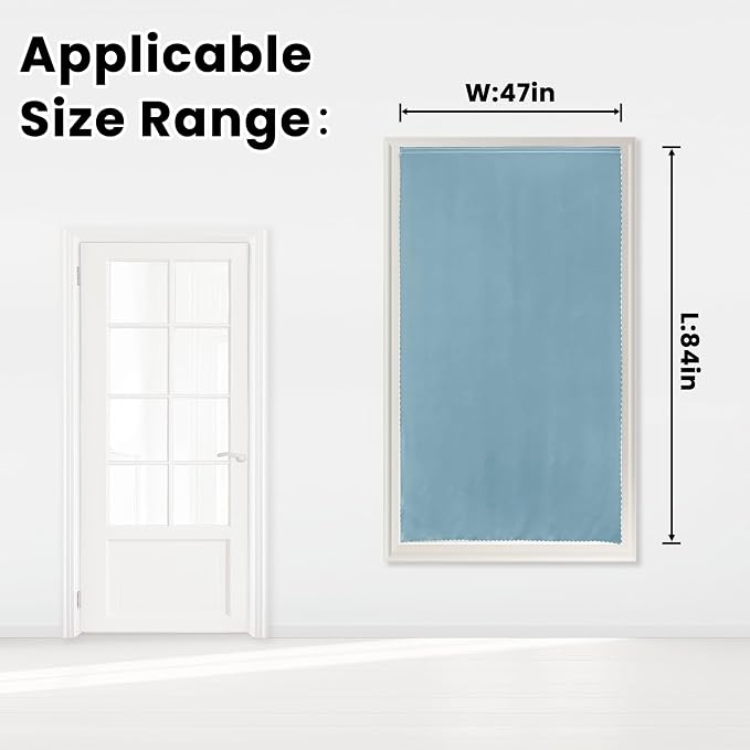 Self Adhesive Curtains, Portable Blackout Curtains Fabric Curtains for Living Room No Drilling, 47" W X 84" L, Lake Blue, 1 Panel - Image 7
