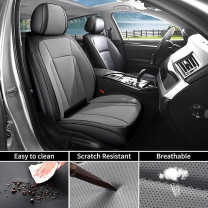 Front Seat Covers Custom Fit for Acura TSX 2004-2014, Black&Gray | Luxury Faux Leather, Waterproof, Anti-Slip, Airbag Compatible, Breathable, Car Seat Protectors, 1 Row 2 Seats - Image 4