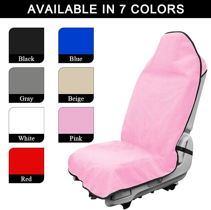 DXNQ Waterproof Car Towel Seat Cover, Sweating Non-Slip Premium Towel Carseat Cover Protector, Universal Soft Machine Washable Car Truck SUV Front Seat Cover for Gym Workout Beach Hiking (Pink) - Image 4