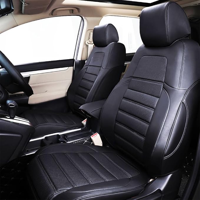 CocheFamilia Custom Fit Full Set Car Seat Covers for Select Honda CRV 2017 2018 2019 2020 2021 2022 - Leatherette (Black, 2017-2022 CRV) by CocheFamilia