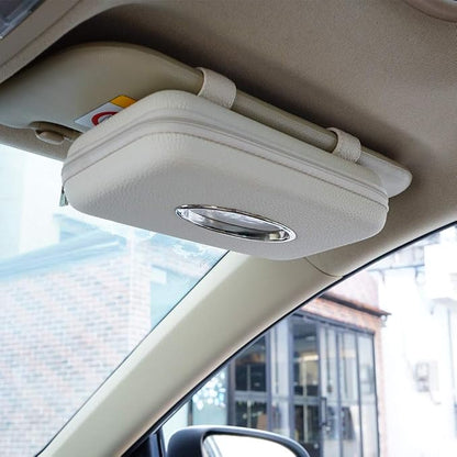 Car Tissue Holder, Sun Visor Napkin Holder, Car Visor Tissue Holder, PU Leather Backseat Tissue Case Holder for Auto,Vehicle (Beige) by Cartisen