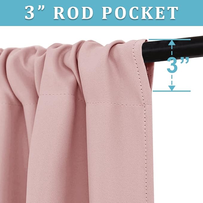 RYB HOME Cafe Blackout Curtains 30 inch Length, Short Window Curtain Tiers | Light UV Heat Blocking,Energy Saving,Privacy Protection,For Basement Bathroom Kitchen Window,W29 x L30,Peach Blush,2 Panels - Image 3