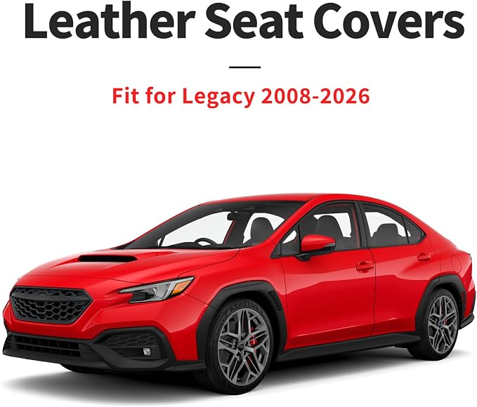 for Subaru Legacy 2008-2026 Car Seat Covers, Full Set, Red | Luxury Full Coverage Leather Seat Protectors, Waterproof Breathable, Non-Slip, Easy to Install, Airbag Compatible, All-Season - Image 4