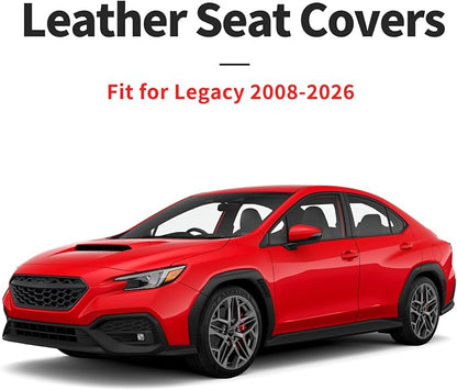 for Subaru Legacy 2008-2026 Car Seat Covers, Full Set, Red | Luxury Full Coverage Leather Seat Protectors, Waterproof Breathable, Non-Slip, Easy to Install, Airbag Compatible, All-Season - Image 4