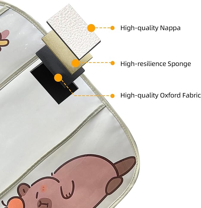 kids Leather Car Backseat Organizer with Foldable Table Tray, Car Storage Organizer with Tablet Holder, Car Seat Back Protectors Kick Mats, Travel Accessories (Capybara) - Image 2