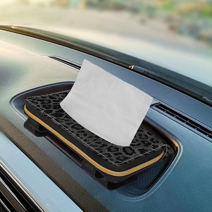 Biyejit Black Leopard Print 2 Packs Car Tissue Holder, Premium Sun Visor Napkin Case, Hanging Car Accessories Used to Organize Paper Towels and Storage Small Items - Image 5