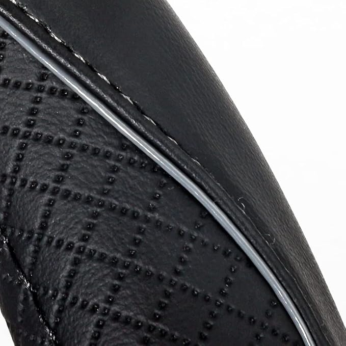 Gomass Car Steering Wheel Cover, Anti-Slip, Safety, Soft, Breathable, Heavy Duty, Thick, Full Surround, Sports Style (Black with Gray Line) - Image 2