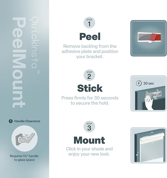 REGAL estate Adhesive Top Down Bottom Up Door Shades, White, 25 x 72 in | Damage-free removal, Ideal for renters and smooth doors, PeelMount no-drill design, Light filtering, Cordless cellular shade - Image 6