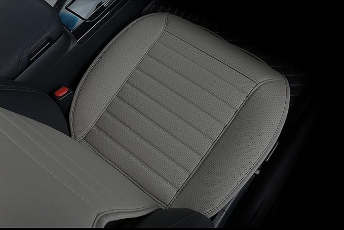 Universal Car Seat Cover PU Leather Car Seat Cushion Driver Seat Cover with Backrest - Car Front Seat Protector Fits 95% of Vehicles-1 Piece (Gray-B) - Image 5