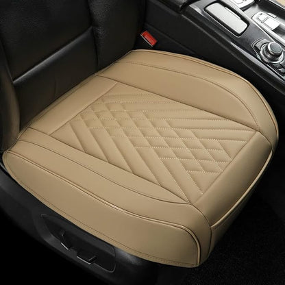 GIANT PANDA 1pack Front Car Seat Cover Bottom Seat Cover, PU Leather Driver Car Seat Protector Fits 95% of Vehicles, Wrapping Around The Bottom (Beige) by GIANTPANDA