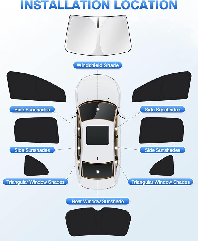 Canvcle Window Shades for Honda CRV 2017-2022 CR-V Accessories Windshield Sun Shade Side Rear Window Cover Sunshade Sun Visor Shield Privacy Protection for Camping Keep Vehicle Cool Black 8PCS - Image 6