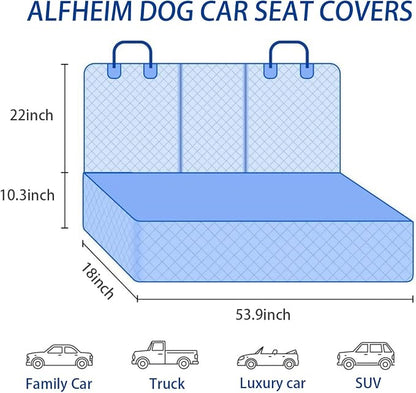 BESULEN Dog Car Seat Cover Waterproof Back Seat Protector Orange Edge | Oxford cloth with grid texture, buckle strap setup, anchor support, fits most cars, SUVs, and trucks, car accessories - Image 2