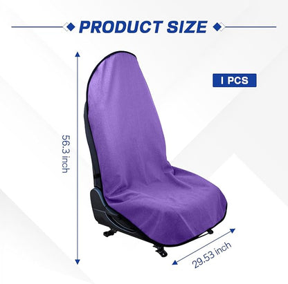 Waterproof Car Towel Seat Cover, Sweating Non Slip Car Seat Cover Protector for Gym Workout, Running, Swimming, Beach and Hiking, Machine Washable, Universal Fit for Front Seats (Purple) - Image 2