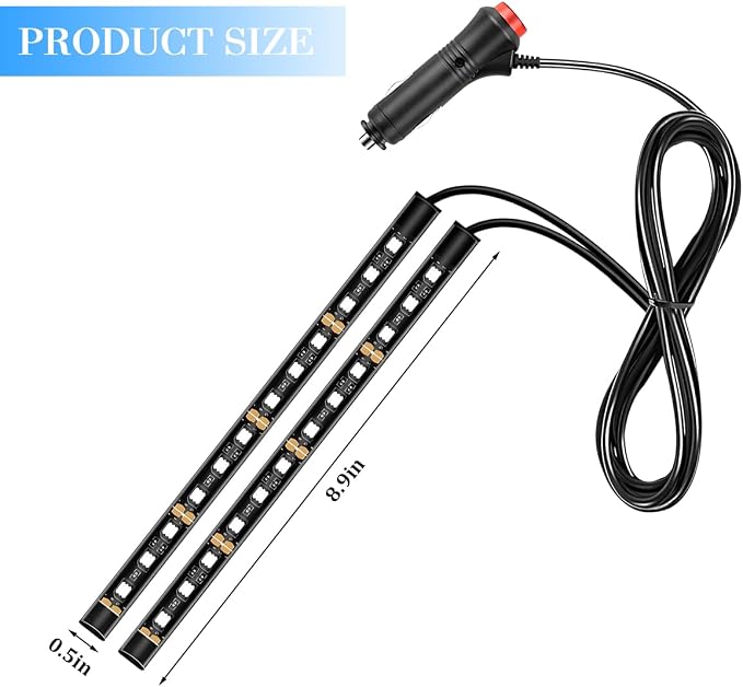 Car LED Strip Light, 12V 24 LED Vehicle Under Dash Neon Ambient Night Decor Lamp with Cigarette Lighter Plug, Automotive Interior Lighting Accessories, Universal for SUV Truck Sedan (White) - Image 2