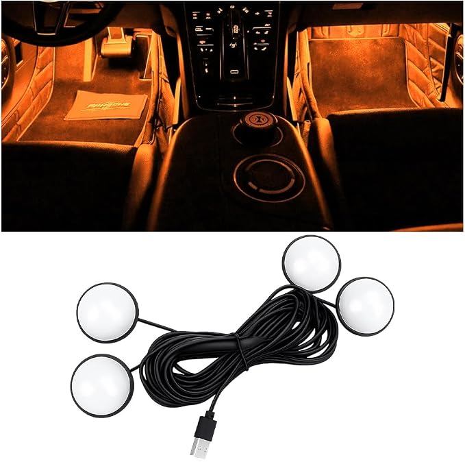 ANFTDCO Car Interior LED Lights, 4 in 1 USB Port Automotive Ambient Neon Light Kit, Vehicle Center Console Dashboard Strip Lamps Decoration Accessories, Universal for SUV Truck Sedan (Orange) by Unknown
