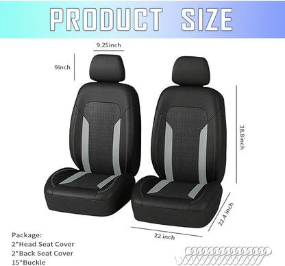 4PCS Cooling Car Seat Covers,Breathable Front Seat Covers with Mesh Construction and Foam Padding,Car Seat Protector to Reduce Back Sweating,Universal Car Interior for Car SUV (Gray) - Image 2