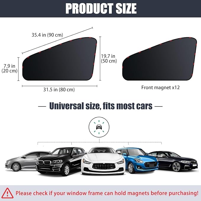 ZATOOTO Magnetic Car Window Shades for Driver Side Window, Full Blackout | Privacy, UV‑Block, Heat Insulation, Metal Frame Fit, No Adhesive, Tool-Free Install, For Travel Camp Privacy - Image 3
