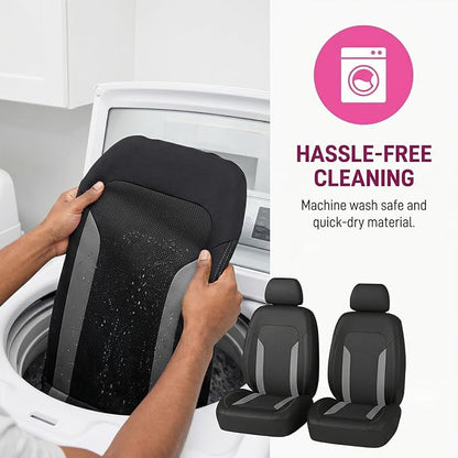 Car Seat Covers, Breathable Split Anti-Slip Vehicle Front Seat Protector with Removable Headrest Guard, Automotive Interior Chair Protective Covers, Universal for SUV Automobile Truck (Gray) - Image 5