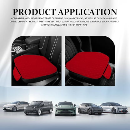 Leather Front Car Seat Cover, Anti-Slip Car Seat Bottom Covers, Full Wrapped Bottom Seat Protectors with Storage Pocket, Universal Comfortable Seat Cushion Fit Vehicles SUVs Trucks (K2-Red) - Image 7