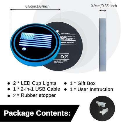 2PCS LED Car Cup Holder Lights, Light up Car Coasters for Cup Holders | 7 Color-Changing Light Up Cup Holder Insert Coasters, Waterproof Car Accessories for Teens, Car Gifts for Men & Women - Image 2