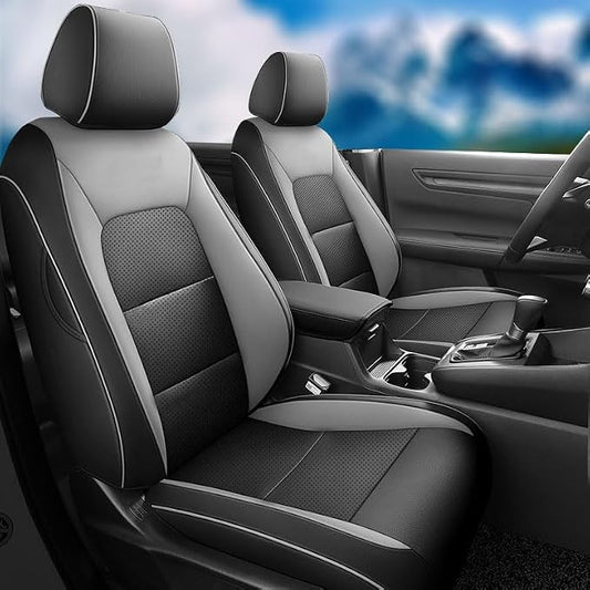 CocheFamilia CRV Seat Covers Custom Fit for Honda CRV 2023 2024 2025 2026 Leather Car Seat Cover Full Set for Trucks SUV,Waterproof Car Seat Cushion,Faux Leather (Black/Gray) by CocheFamilia