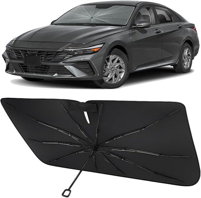 Proadsy Custom Fit 2021-2026 Hyundai Elantra Windshield Sun Shade Umbrella | Advanced Ice Crystal Material, -54°F Cooler, Zero-Gap Sunblock, Instant Setup & Foldable Design for Summer Parking, Daily Use by Proadsy