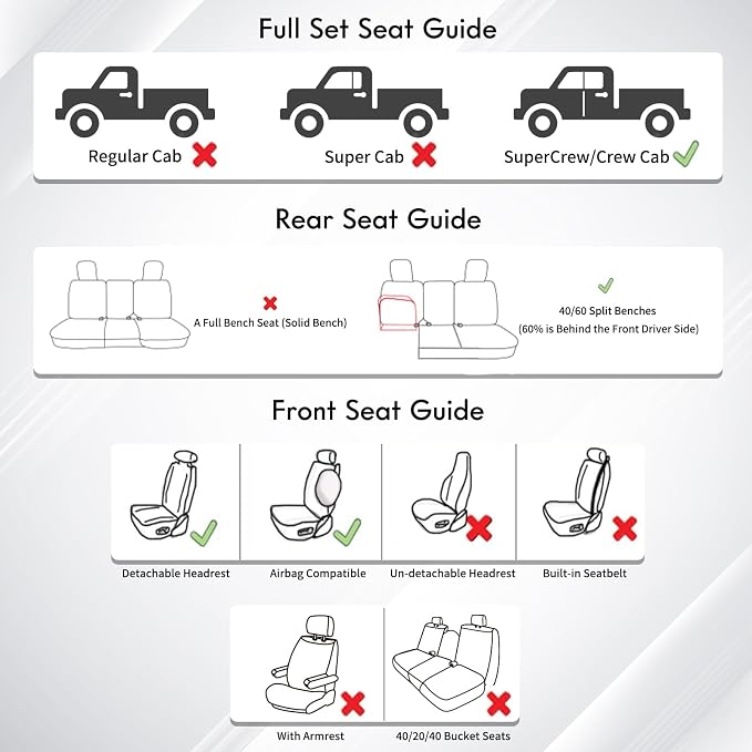 Huidasource F150 Coffee Rear Seat Covers, Leather Rear Bench Car Seat Cushion Cover Fit for 2015-2026 Ford F150 SuperCrew & 2017-2026 F250 F350 F450 Super Duty Crew Cab Pickup Truck - Image 7