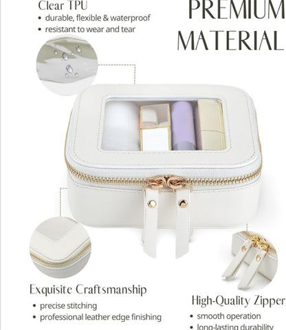 Small Clear Makeup Bag Travel Cosmetic Case, Portable Make Up Organizer Traveling Compact Car Bag for Essentials Transparent Toiletry Bag with Zipper - Image 3