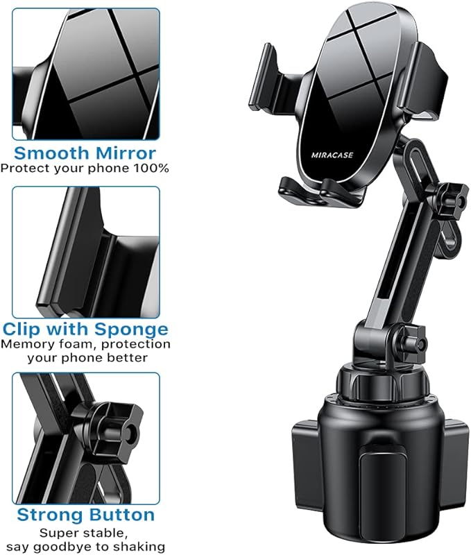 Miracase [Upgraded Version] Cup Phone Holder for Car, Universal Adjustable Long Neck Car Phone Mount Cradle Friendly Compatible with iPhone Samsung Google and All 4.0-7.0 inches Smartphones - Image 6