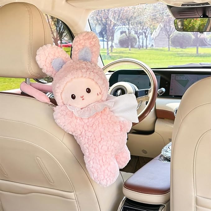 Elephant Tissue Box Cover Plush Tissue Box Holder for Car, Home, Decorative Holder/Organizer for Bathroom Vanity Countertop, Nightstands, Office Desk-Bunny by seemehappy