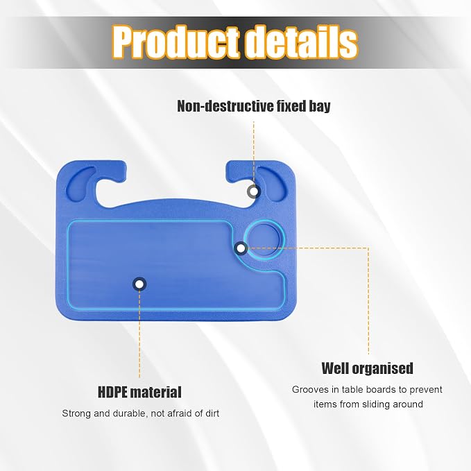 Dickno Car Steering Wheel Desk, Multipurpose Auto Steering Wheel Tray with Drink Holder, Steering Wheel Food Tray for Eating, Universal Vehicle Travel Accessories for Constant Travelers (Blue) - Image 3
