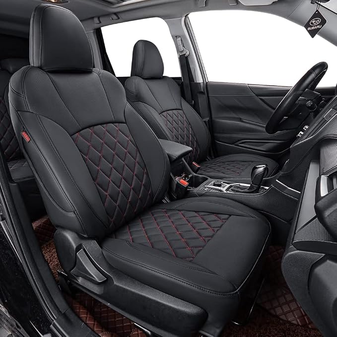 Car Seat Covers for 2009-2013 Subaru Forester,Rear No Armrest,Faux Leather | Full Set Suv Seat Cushion,Easy Installation,Factory Look,Waterproof Car Seat Protector (Black-Diamond) by Coverdream
