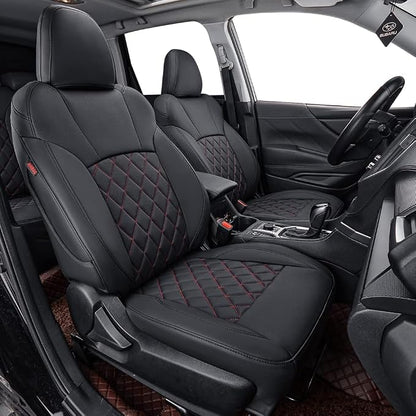 Car Seat Covers for 2009-2013 Subaru Forester,Rear No Armrest,Faux Leather | Full Set Suv Seat Cushion,Easy Installation,Factory Look,Waterproof Car Seat Protector (Black-Diamond) by Coverdream