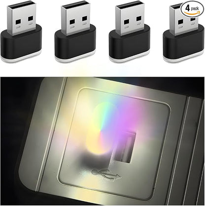 4PCS USB LED Car Interior Atmosphere Lamp, Portable Plug-in Mini Vehicle Night Light, Automotive Trunk Ambient Lighting Decoration Kit, Universal for SUV Sedan Truck (Multicolor) by Unknown