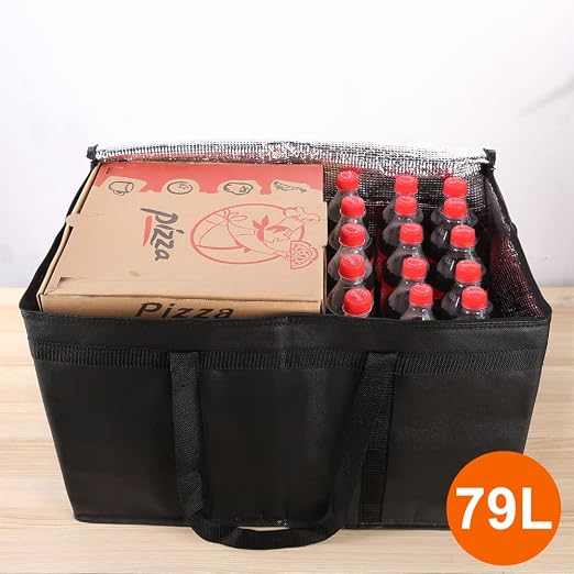 Bodaon Thermal Insulated Food Delivery Bag with Hard Bottom, 3XL, Black 1PK | Heavy Duty Catering Cooler Bag for Hot and Cold Meals, Ideal for Commercial Pizza Transport/Grocery/Restaurants/Events/Picnic - Image 5