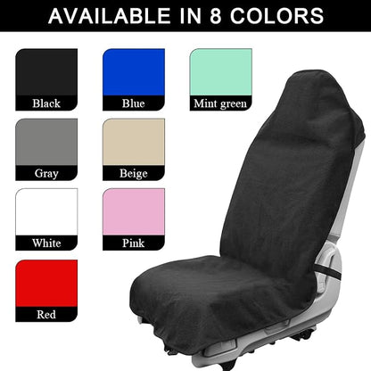 DXNQ 2PCS Car Towel Seat Cover, Waterproof Sweating Non-Slip Premium Soft Towel Carseat Protector, Universal Machine Washable Car Truck SUV Front Seat Cover for Gym Workout Beach Hiking (Black) - Image 4